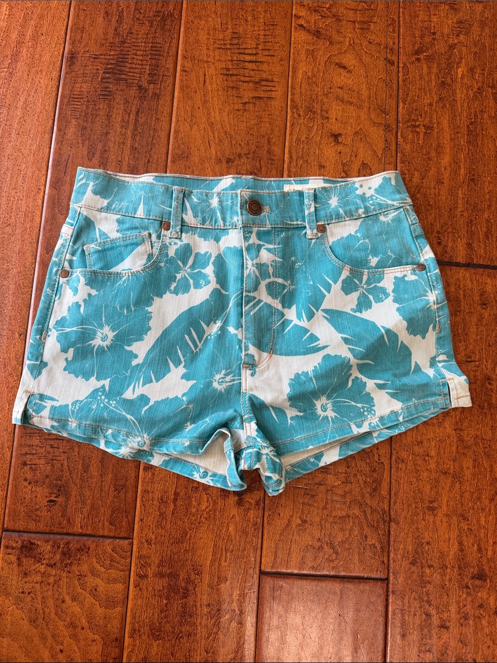 NWOT Pistola Turquoise Floral Denim Shorts